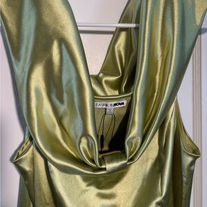 Fashion Nova Lustrous Gold Satin Dress